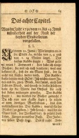 Das achte Capitel. Was im Jahr 1731, vom 22. bis 24. Junii ... vorgefallen.