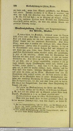 Brustentzündung der Pferde, Rinder