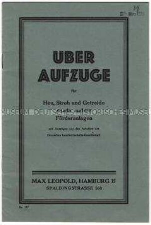 Aufzüge für Heu, stroh und Getreide und andere Förderanlagen