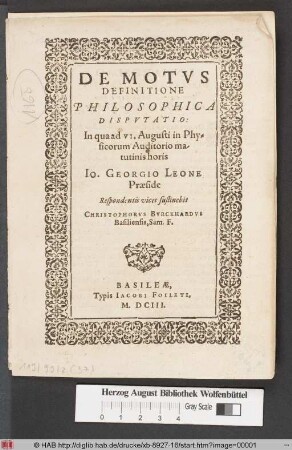De Motus Definitione Philosophica Disputatio