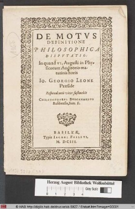 De Motus Definitione Philosophica Disputatio