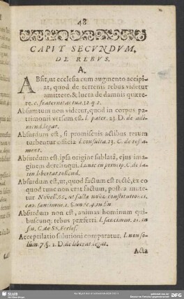 Caput Secundum. De Rebus