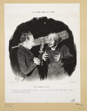 Un astronome satisfait, Blatt 27 der Folge "Les Beaux jours de la vie“, in: "Le Charivari", Paris 1844