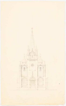 Russische Kirche: Aufriss Vorderansicht