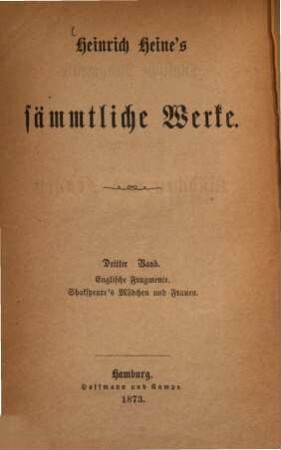 Heinrich Heine's sämmtliche Werke. 3