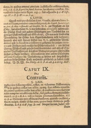 Caput IX. De Contrariis.