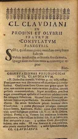 Cl. Clavdiani Opera, Quæ supersunt