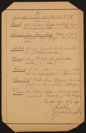 Liste "Zu Ehrenmitgliedern und Meister des F.D.H. wurden ernannt" (10.05.1874)