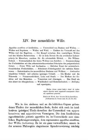 XIV. Der menschliche Wille.