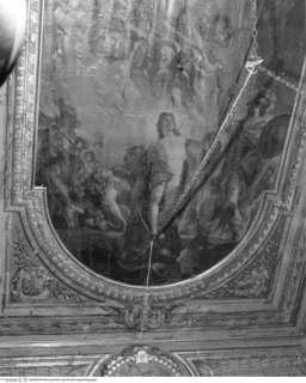 Gewölbeausmalung mit mythologischen Szenen, Mittelfeld: Triumph Apolls und Tod des Patroklos
