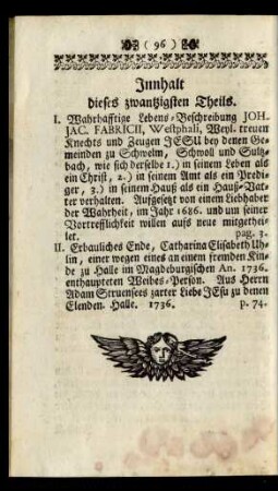 Innhalt dieses zwantzigsten Theils