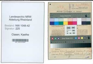 Entnazifizierung Kaethe Clasen , geb. 04.03.1886 ()