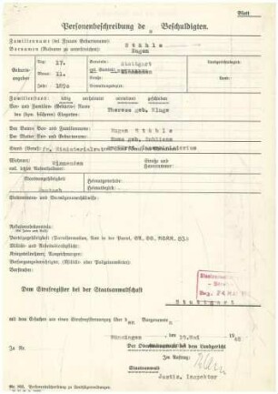 Dr. med. Eugen Stähle - Vernehmung durch das Amtsgericht Münsingen am 06.11.1947 - Qu. 24, Seite 1-47
