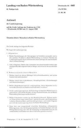Anfrage der CDU: Situation älterer Menschen