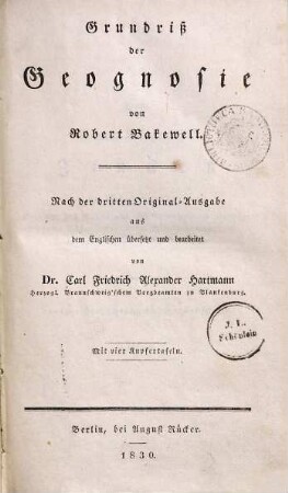 Grundriß der Geognosie