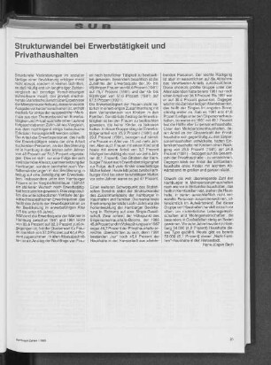 Strukturwandel bei Erwerbstätigkeit und Privathaushalten