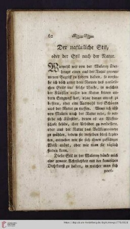 Der natürliche Stil, oder der Stil nach der Natur