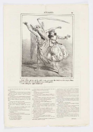 Vous n’êtiez qu’une petite sotte! vous aviez peur du choléra, vous voyez bien qu’il n’y avait que moi qui puisse vous faire partir. Sans coliques! quel bonheur!, aus: "Le Charivari", Paris 1866