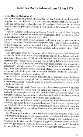 Rede des Rector Johannei zum Abitur 1978