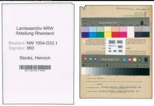 Entnazifizierung Heinrich Stocks , geb. 28.09.1896 (Lehrer)