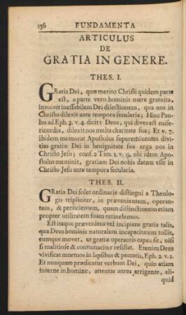 Articulus De Gratia In Genere.