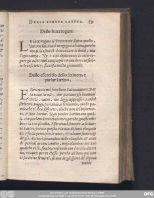 Dello essercitio dello scriuere, e parlar Latino.