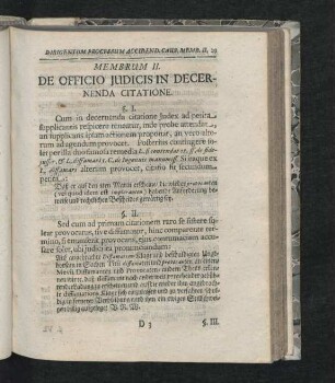 Membrum II. De Officio Iudicis In Decernenda Citatione.