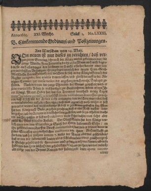 1665.21: Berlin: Einkommende Ordinari Postzeitungen