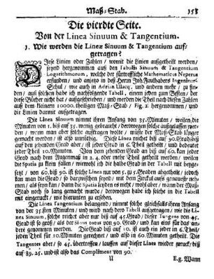 Die vierdte Seite. Von der Linea Sinuum & Tangentium.