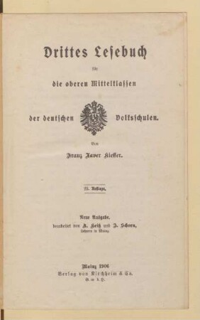 Drittes Lesebuch für die oberen Mittelklassen der deutschen Volksschulen