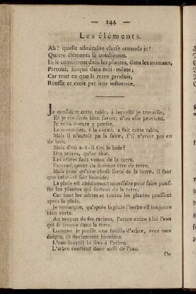 Les éléments. = Grundbestandtheile (Elemente.)