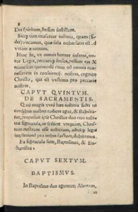 Caput Quintum. De Sacramentis.