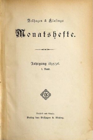 Velhagen & Klasings Monatshefte. 10,1. 1895/96
