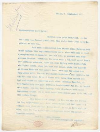Brief an Hans Dechend : 08.09.1911