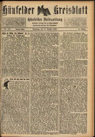 Zweite Ausgabe vom Samstag, den 16. Oktober 1926.