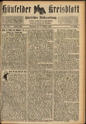 Zweite Ausgabe vom Samstag, den 16. Oktober 1926.
