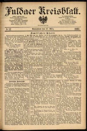 Erste Ausgabe vom Samstag, den 27. März 1897.