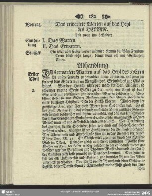 Das erwartete Warten auf das Heyl des Herrn