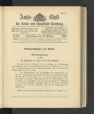 No. 43, 21. Februar 1918