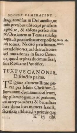 Textus Canonis, Distinctio prima.
