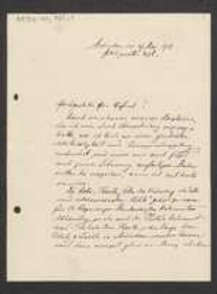 Brief von Julius Schuster an Unbekannt