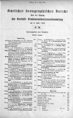 No. 19, 3. Juni 1920