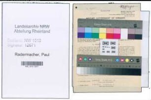 Entnazifizierung Paul Radermacher , geb. 05.03.1916 (Brandmeister)