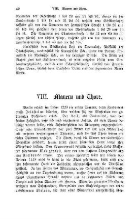 VIII. Mauern und Thore