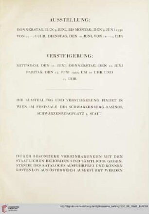 Ausstellungs/Versteigerungsinformationen