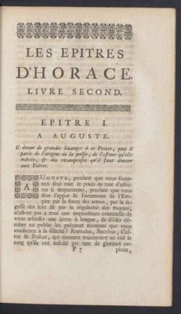 Les Epitres D'Horace. Livre Second.