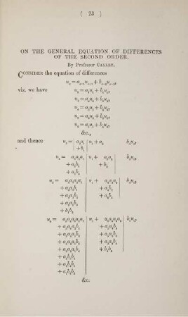 On the General equation of differences of the second order.