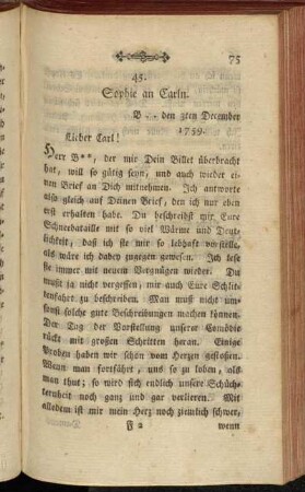45. Sophie an Carln. B .. den 3ten December 1759.