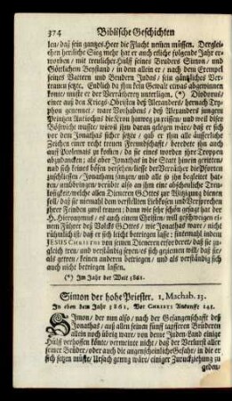 Simon der hohe Priester. 1. Machab. 13.