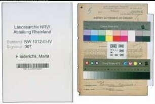 Entnazifizierung Maria Friederichs , geb. 25.07.1901 (Dentistin)